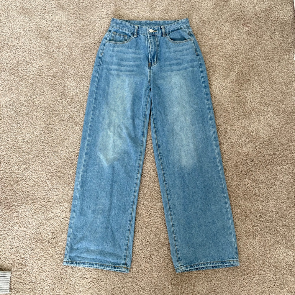 SHEIN Blue Wide Leg Jeans